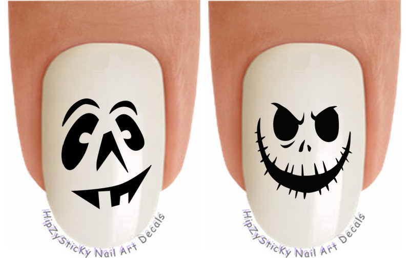 Nail Art H747 HALLOWEEN Smiley Pumpkin Face #2 WaterSlide Nail Decals Transfers