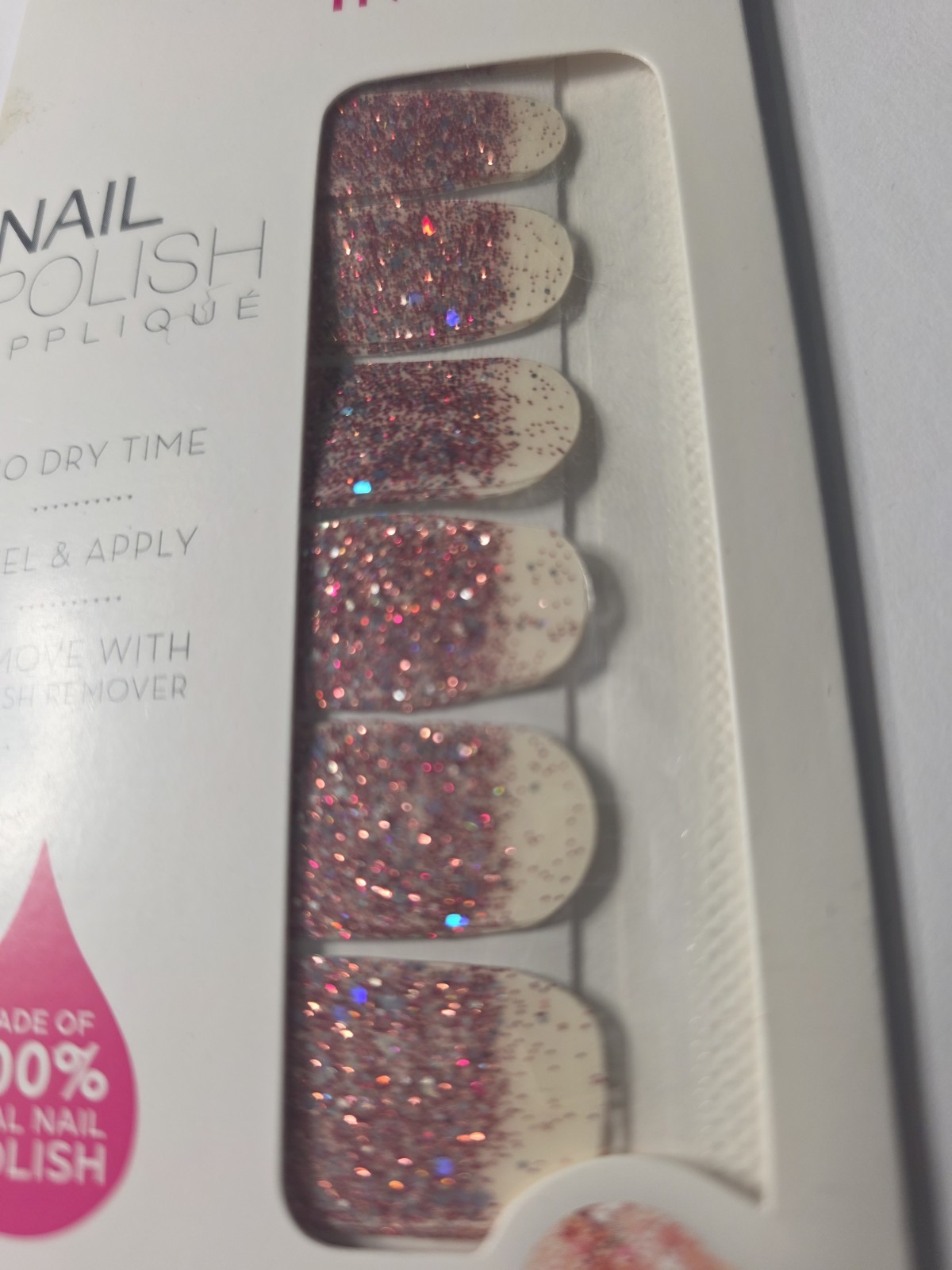 Incoco Love Potion Pink/Clear Glitter Nail Polish Strips Short Square FDG142