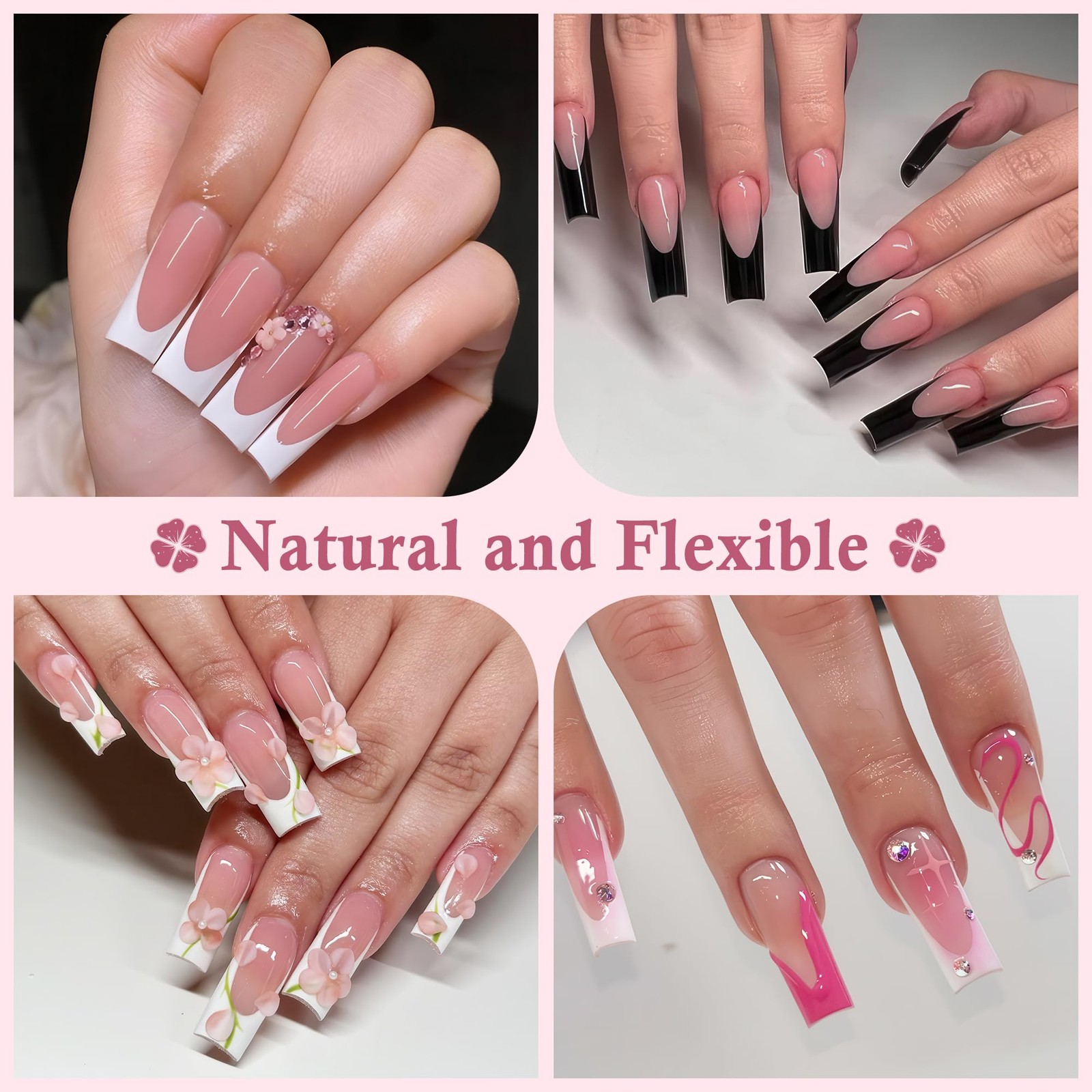 Medium Square Nail Tips, 360pcs Soft Gel Pre-Shaped Acrylic Fake Nails, Half …
