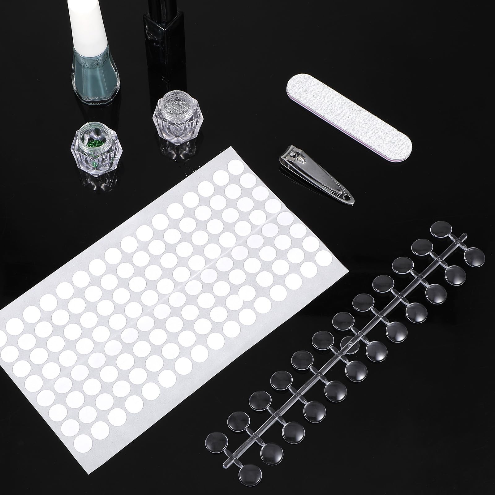 240pcs Nail Polish Swatch Dots, Round Transparent Nail Art Color Display Char…