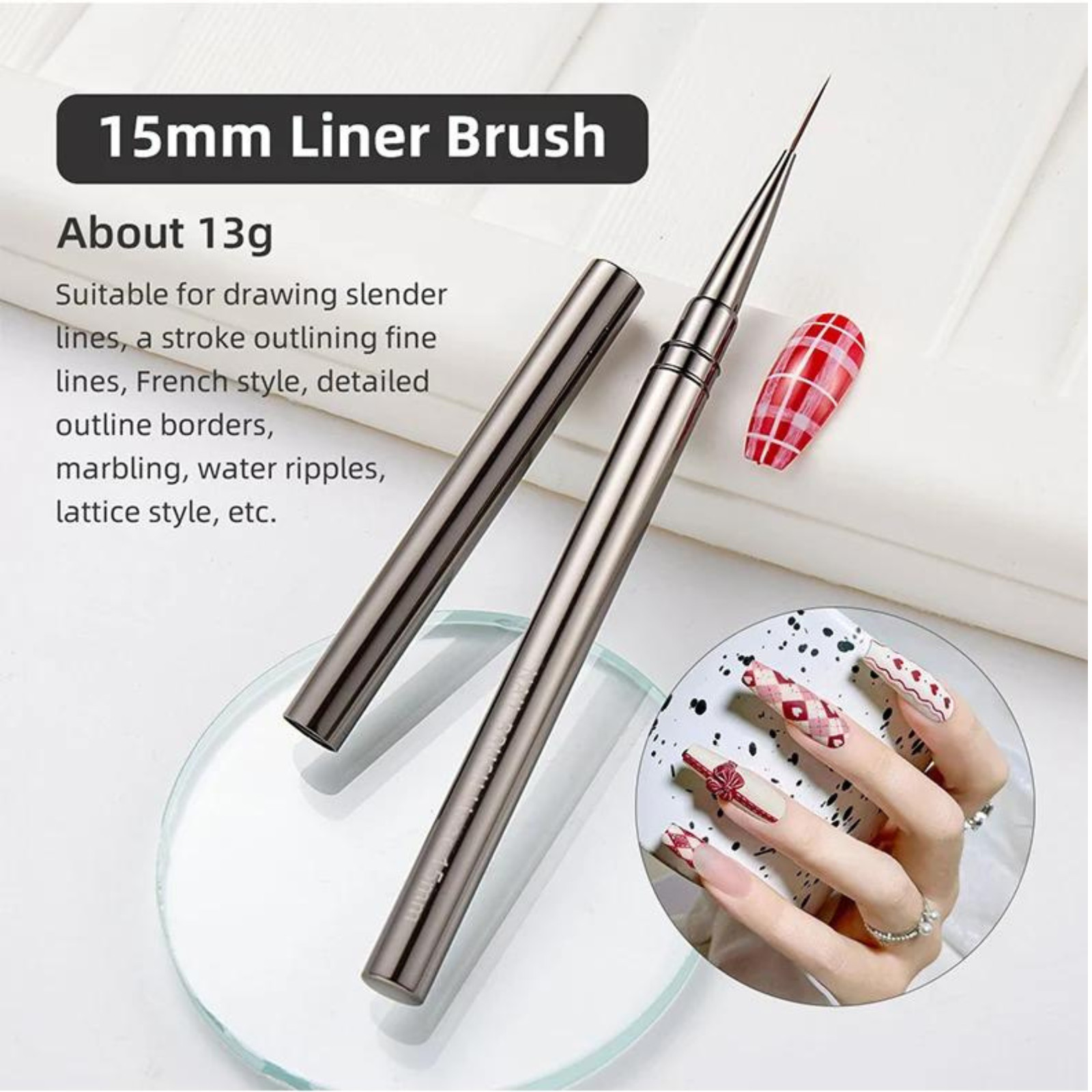 Painting Liner Brush Gel Polish Precision Nail Art Thin Drawing Pen 6/9/12/18mm