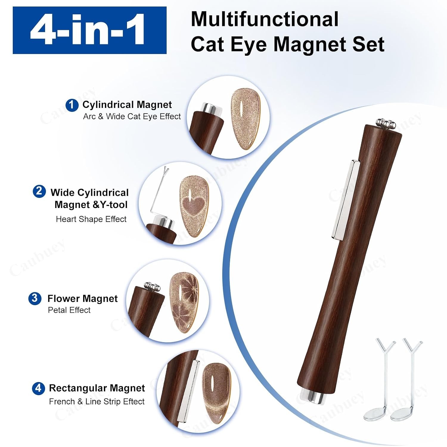 Elegant 4-in-1 Cat Eye Nail Magnet Stick with Heart Design Tools for Salons