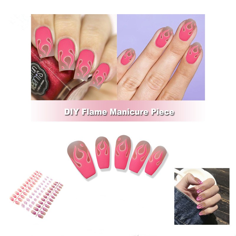 24pcs Manicure Flame Pattern Nail Decoration Patches DIY Plastic Nail Art Decor