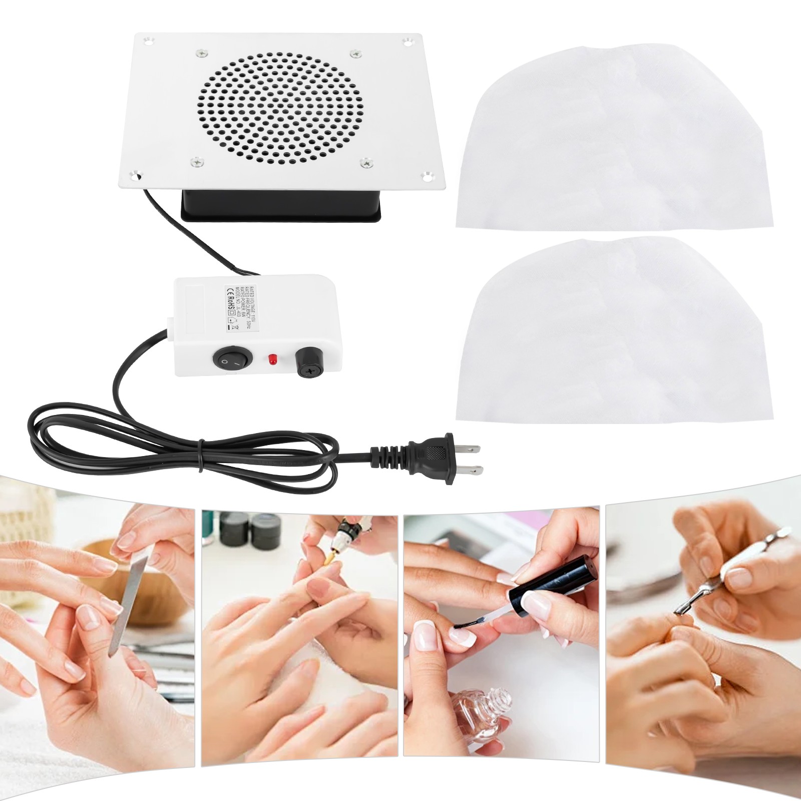Nail Dust Collector, 110V 6W, 3650 RPM, 4.25 Inch Vacuum Surface, Embedded