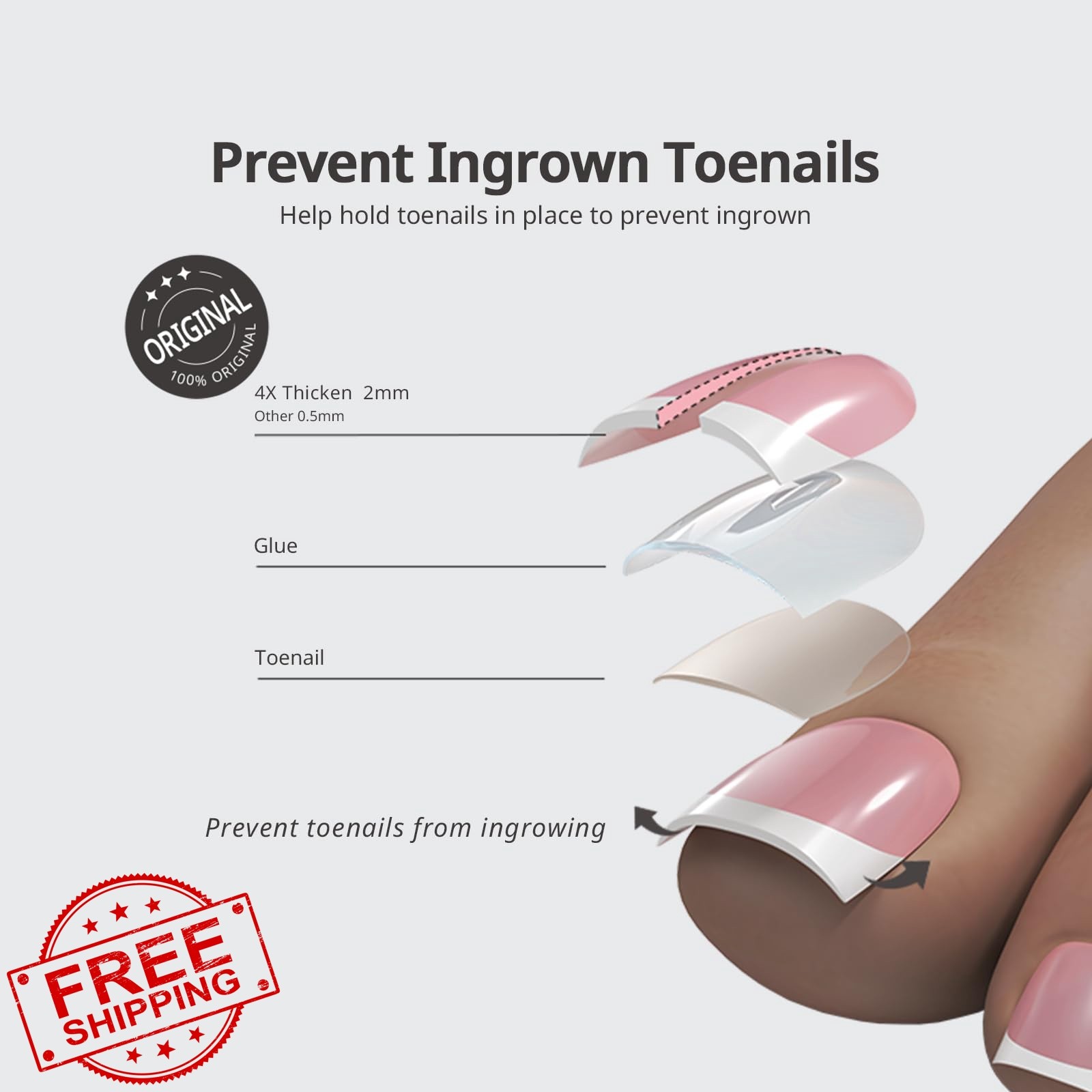BTARTBOXNAILS Toe Nails Peach Black French Sharp Square S-L 150ct