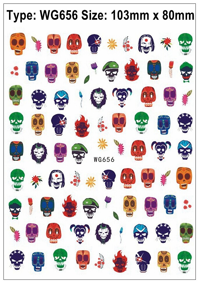 Ghost Pumpkin Nail Sticker Halloween Skull Vampire Evil Eyes Lips Spider Witch