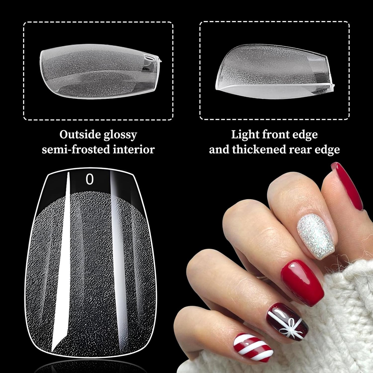 Loveourhome 600Pc Extra Short Coffin Fake Nail Soft Gel Nail Tips Clear Press