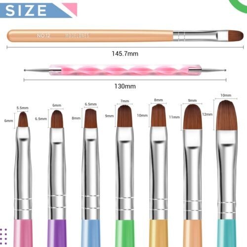 8Pcs Nail Art Brush Set, 7Pcs Nail Brushes + 1Pc Nail Dotting Tool