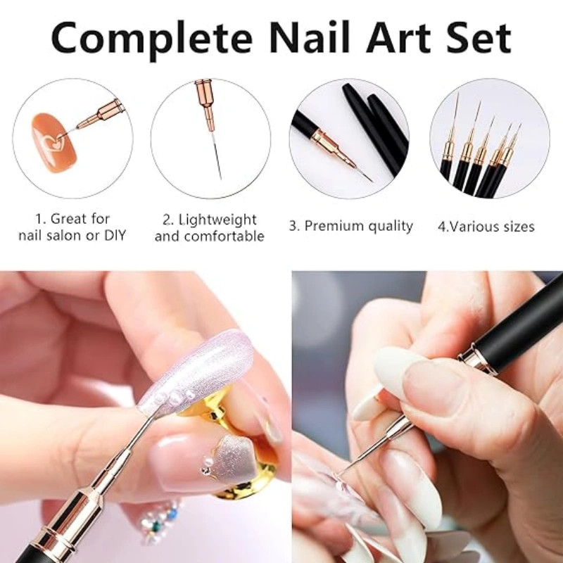 5pcs Nail Painting Pens Drawing Nail Art Liner Pens Brushes Set Tool Thin Long