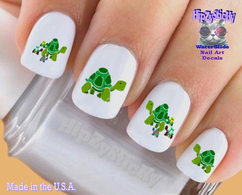 Nail Art 2131 ANIMAL Green Turtles #1 Waterslide Nail Decals Transfers Sticker