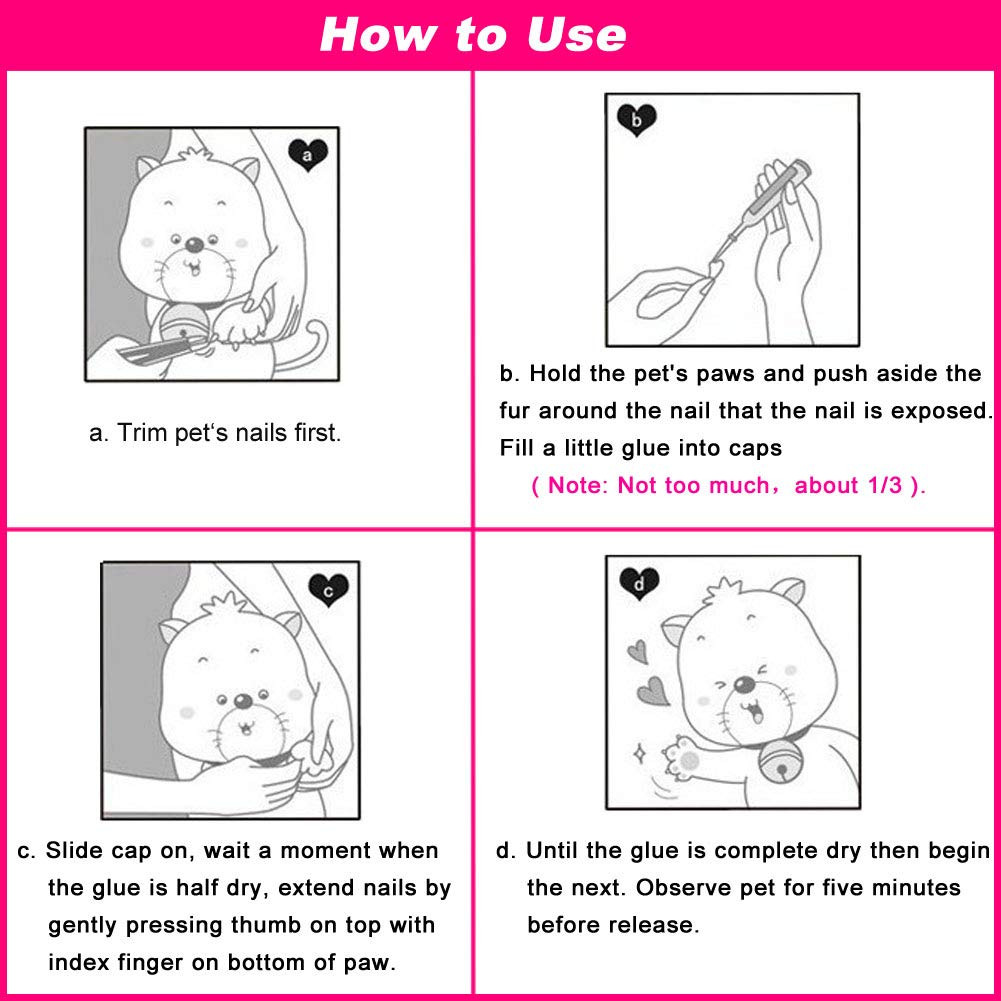 10Pcs Special Pet Nail Adhesive Glues & 15Pcs Applicator Tips for Dog or Cat Nai