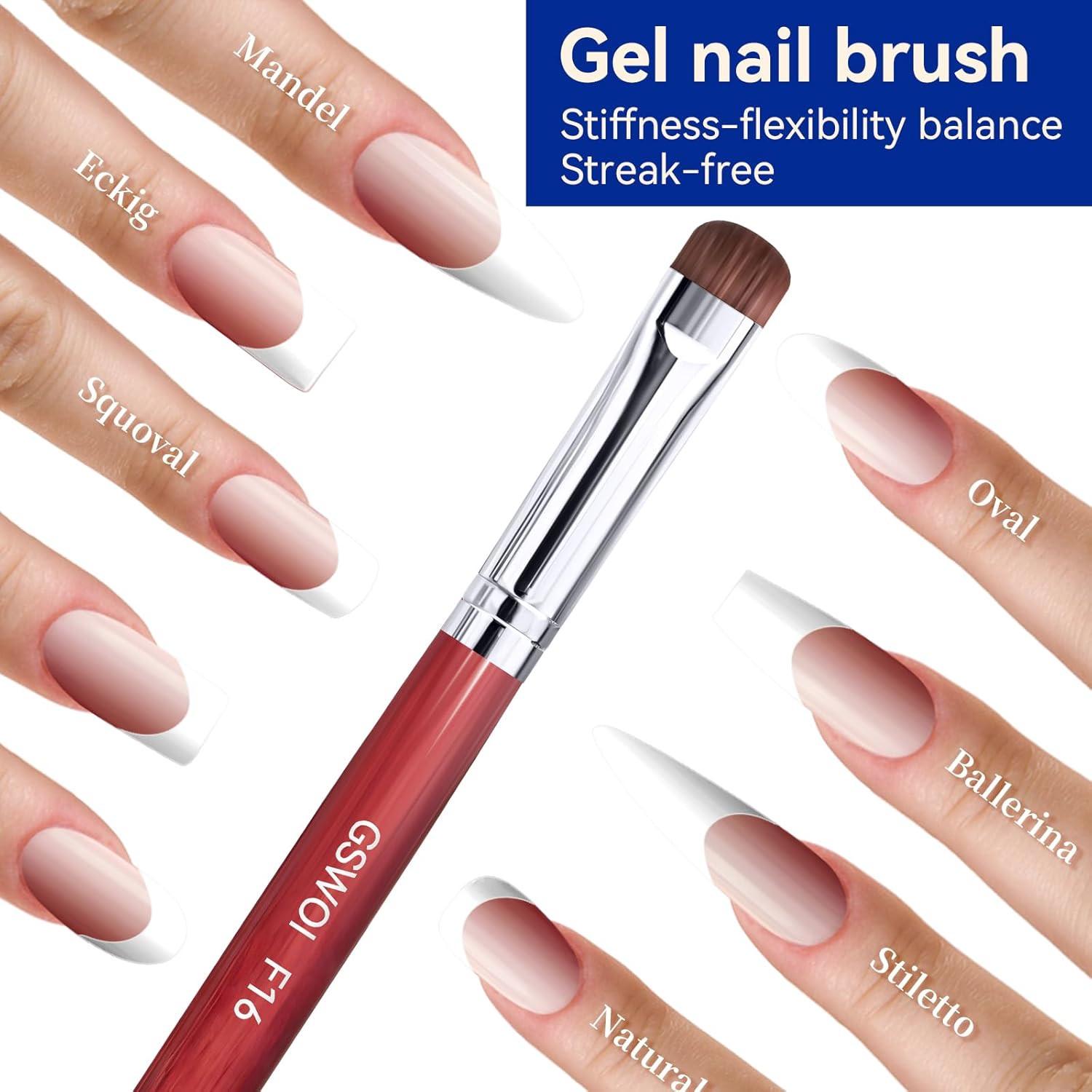 ‌French Brush for Nails & Clean up Brush for Gel Nail Polish | Dual-Use Wooden H