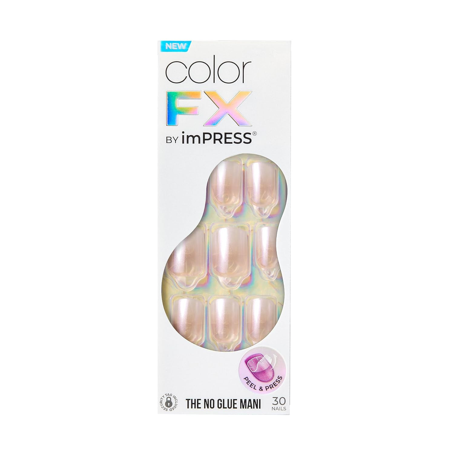 Kiss Colorfx by Press on Nails, ‘Connection’, Solid White, Short Squoval, IMPRO
