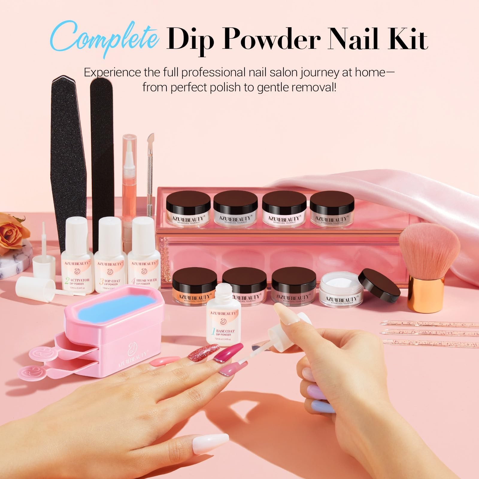 AZUREBEAUTY Dip Powder Nail Kit with Electric Nail Drill 24 Colors Spring Sum…