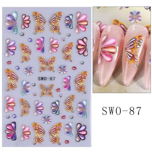 Summer Nail Art Stickers 5D Embossed Ice Cream Cone Nail Stickers 3D Color-02