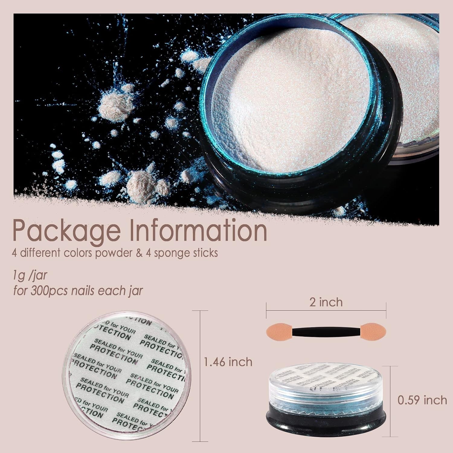 4-Color Chrome Nail Powder Set for Iridescent Mirror Effects – Ice Series