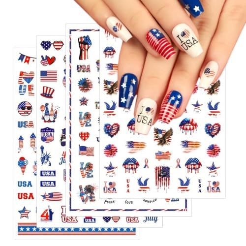 8Sheets 4th of July Nail Art Stickers Independence Day 4th of July Stickers-7