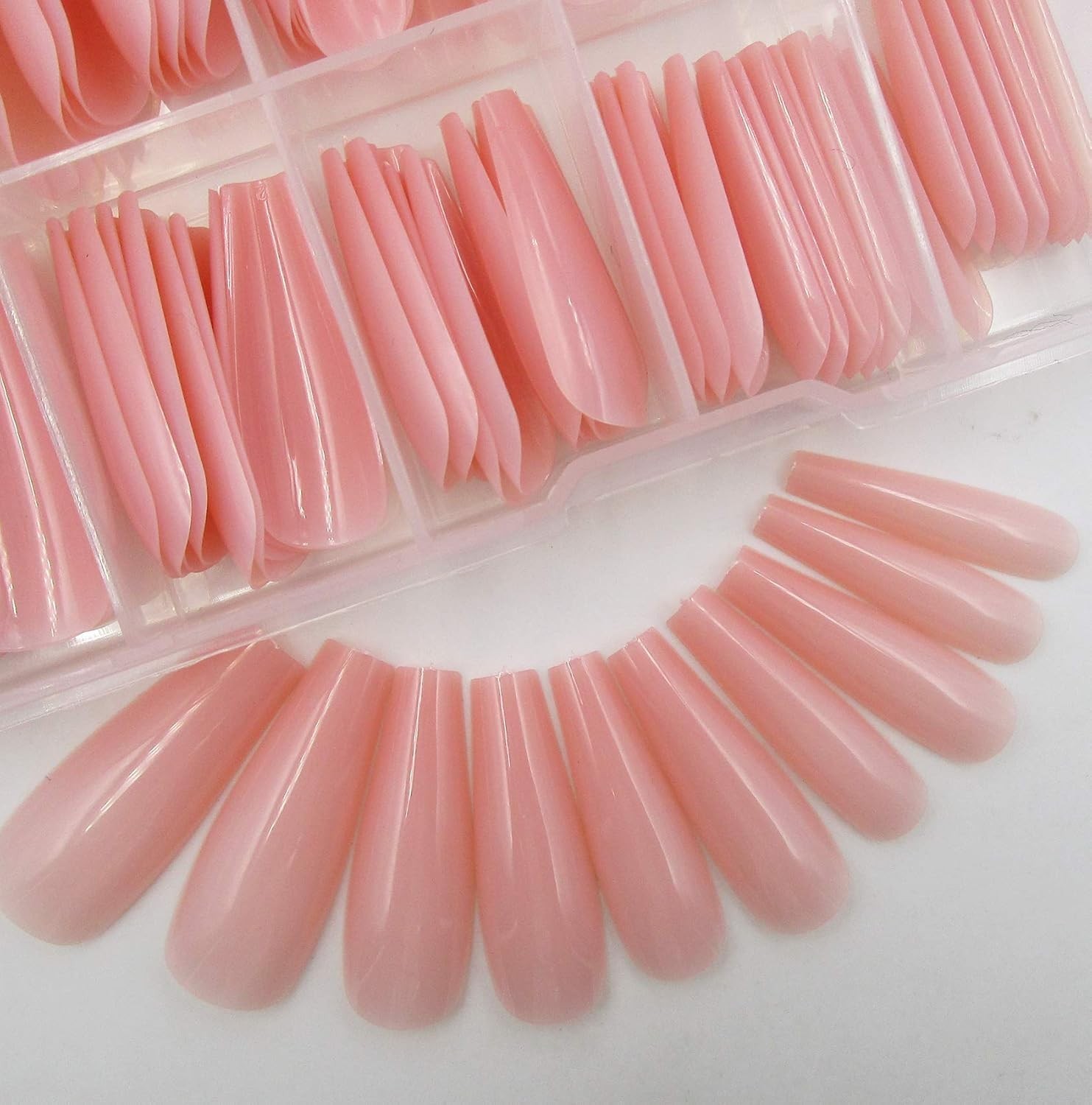 100pc Colored Coffin Press on Nails Long Nude 100 Count (Pack of 1),