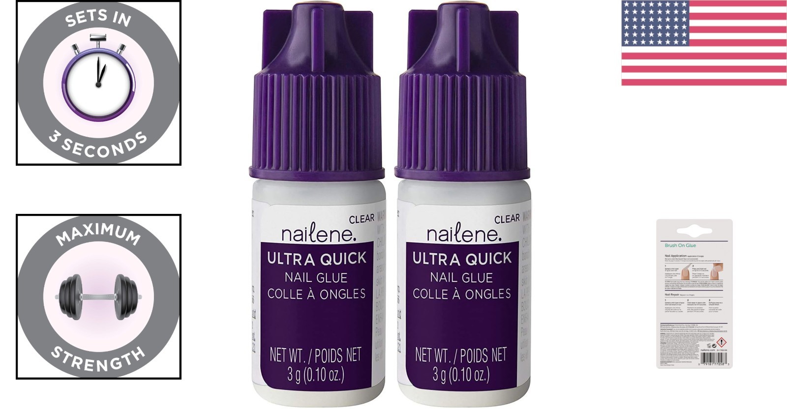 Nail Care Essential: Ultra Quick Nail Glue 0.10oz for Lasting Beauty, Pack of 2