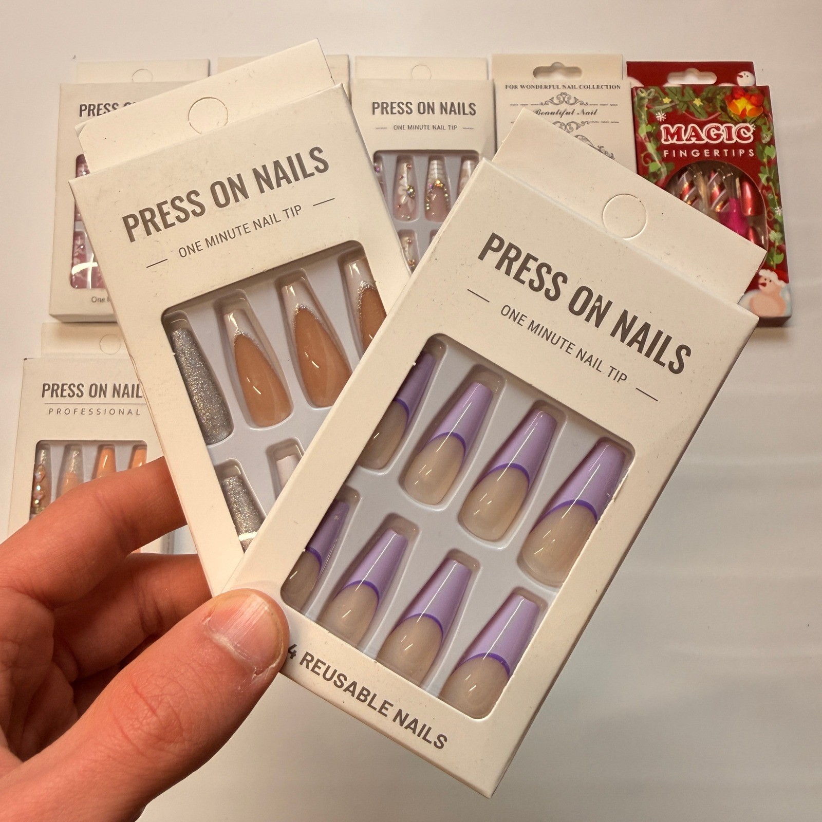 Lot of 10 Pack of 24 New False Press On Nails Assorted Designs and Colors №N26