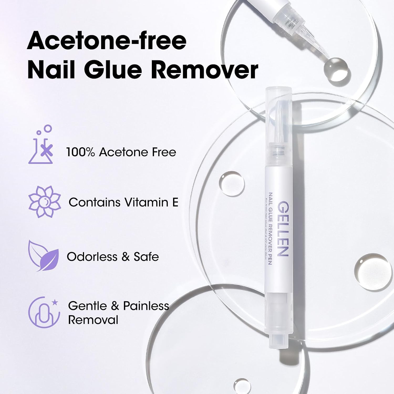 Nail Glue Remover, Nail Glue Remover for Press on Nails, 2 Pcs Non Acetone Gel G