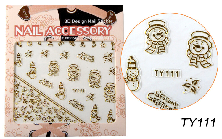 Nail Art Stickers Self-adhesive Gold Christmas Snowflake Santa Snowman Xmas