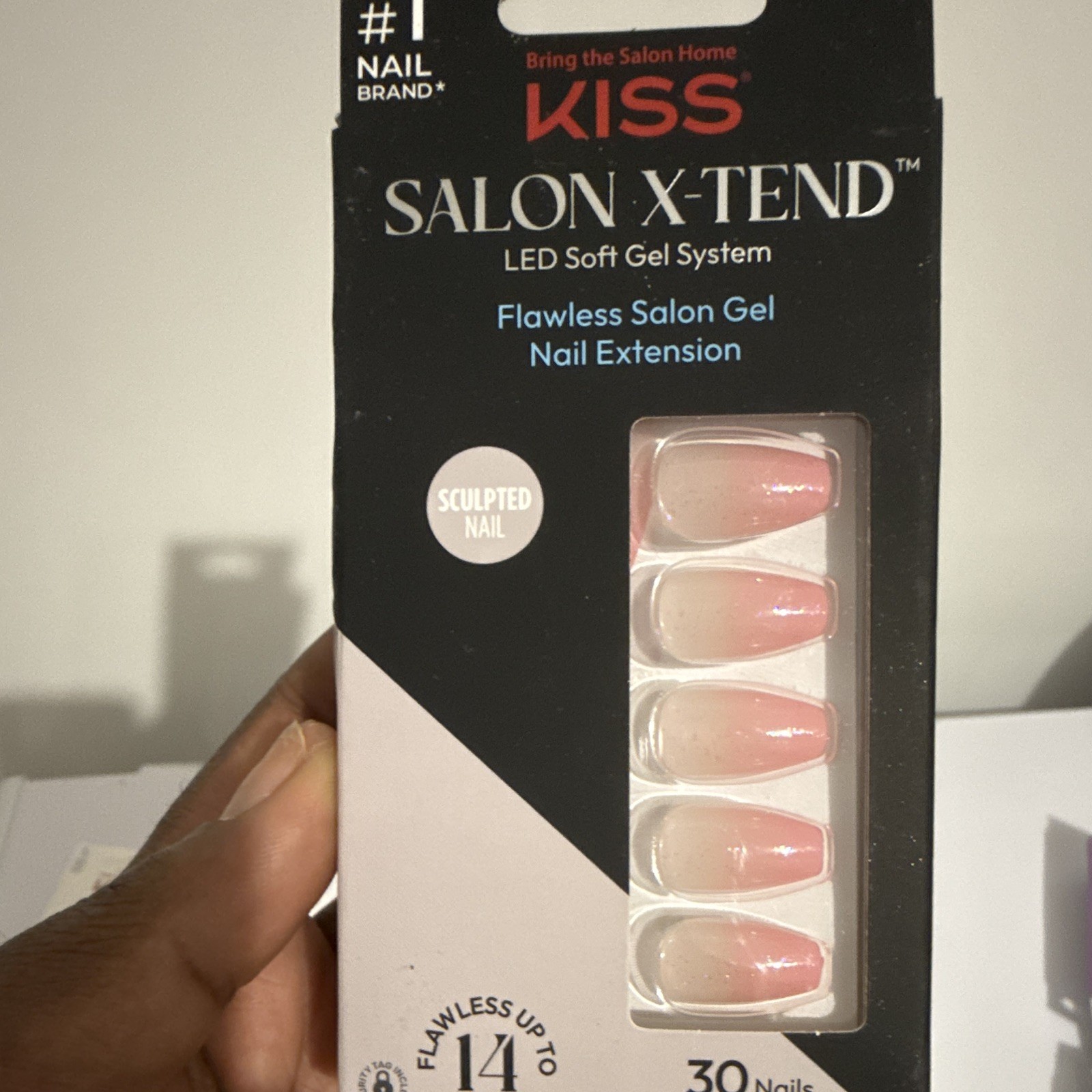 KISS Press-On Nails Lot of 3 Ombre Pink/White Floral Pre-Designed Nail Art