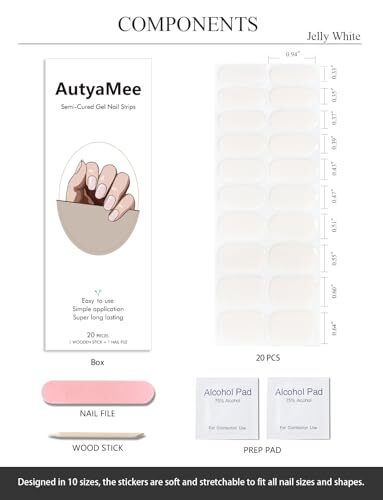 Semi Cured Gel Nail Strips (Jelly White)-20 PCS Gel Nail Stickers | Gel Nail