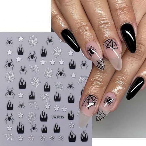 7 Sheets Halloween Nail Art Stickers Ghost Nail Decals Horror Web and Spider