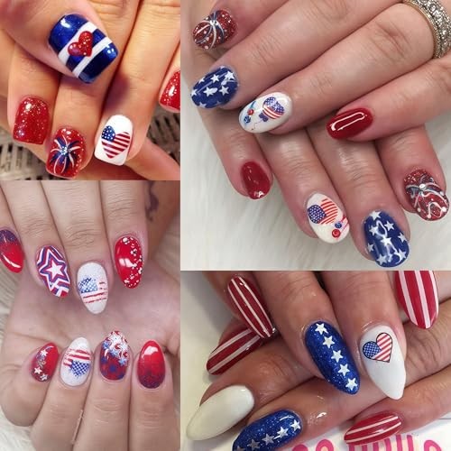 8 Sheets Independence Day Nail Stickers for Nail Art – 4th of July – USA Flag