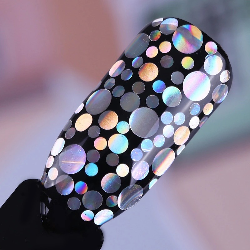ROUND GLITTER NAIL SEQUINS Transparent Mermaid Effect Aurora Paillette Confetti