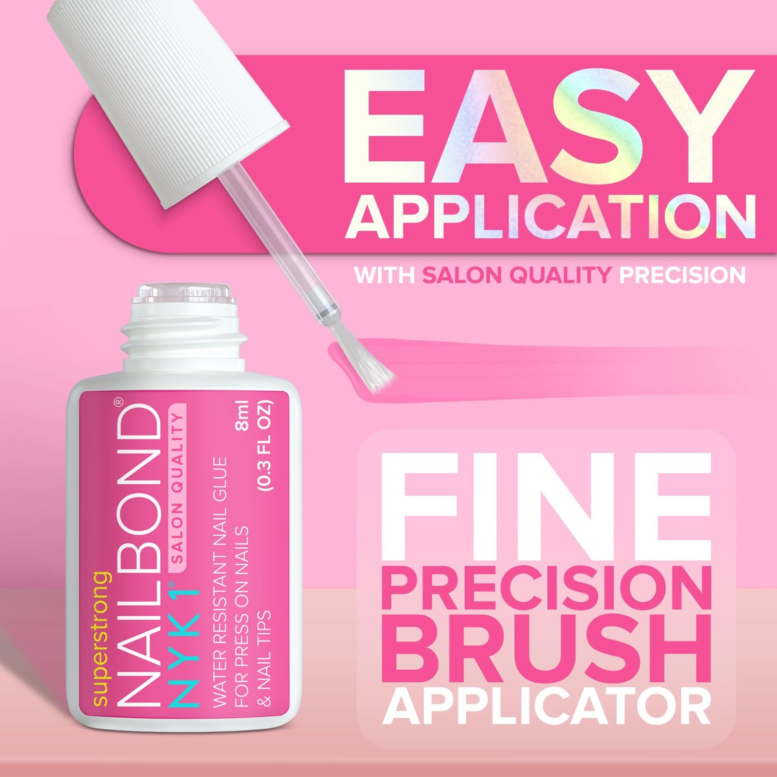 Strong Nail Glue for Press On Nails & Acrylics – 8ml Brush-On, Long Lasting, Mes