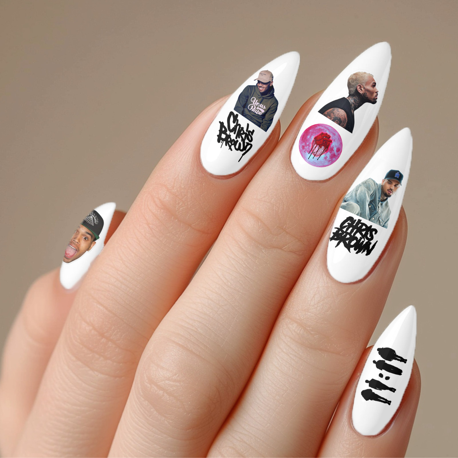 Chris Brown Nail Decals Clear Water Transfer Overlay