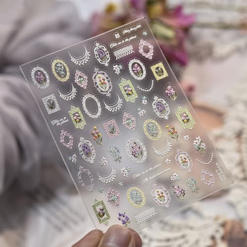 1 Sheets 5D Retro Flower Nail Art Stickers Spring Summer Cute Flower Stickers-8