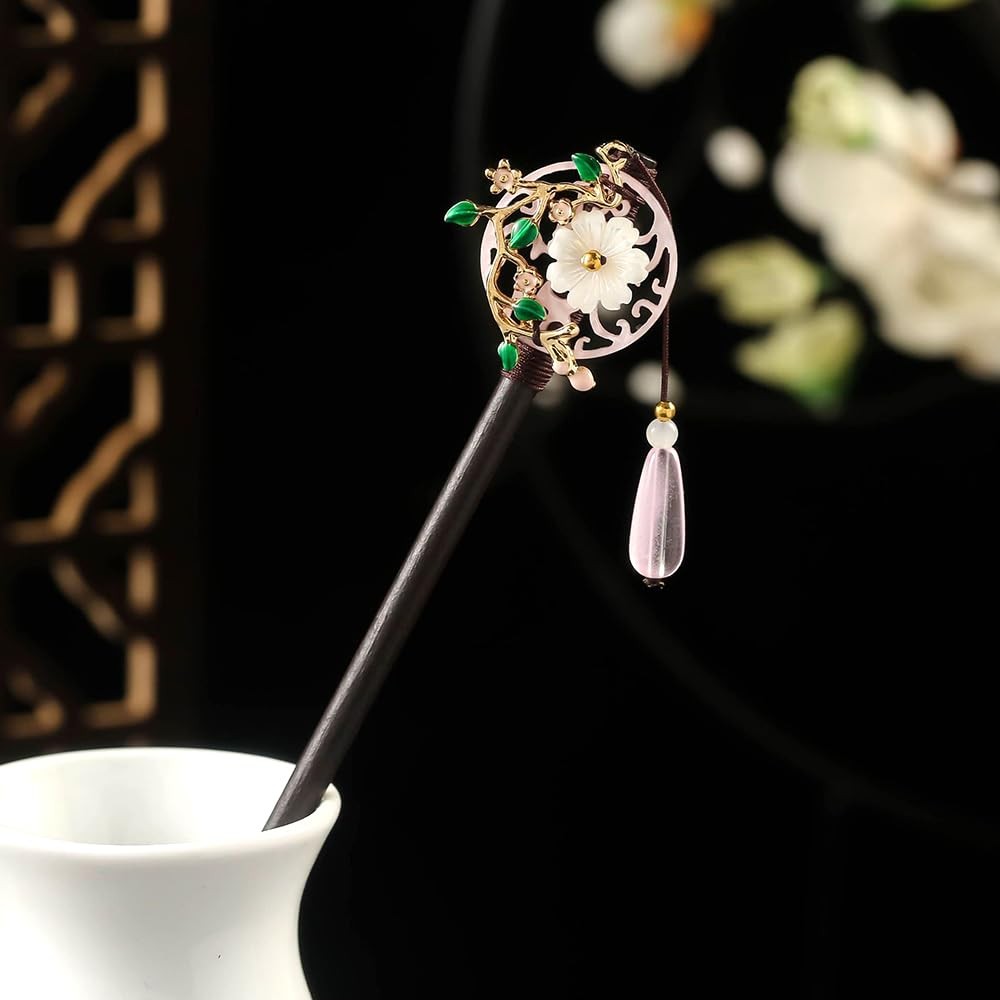 3PCS Hair Stick,Flower Pins For 1 Count (Pack of 3), blue,Pink,Green