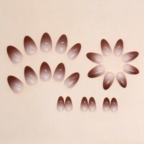Solid Color Ombre Brown Press on Nails- 0.04 Fl Oz (Pack of 24) Solid Almond-36