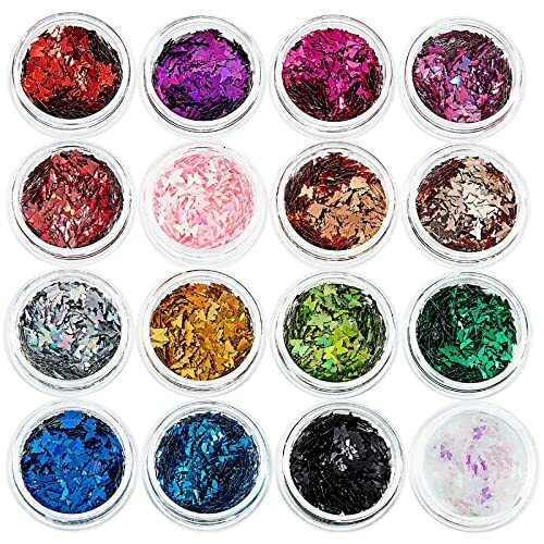 16 Colors Butterfly Glitter Nail Sequins Holographic Body Glitter Laser Butte…