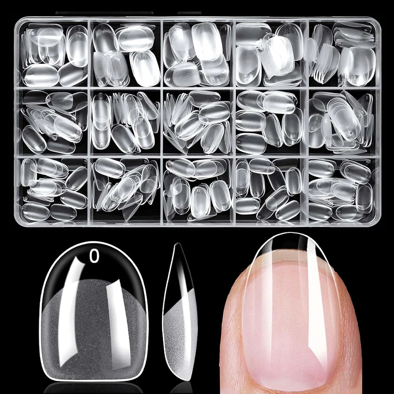 300pc Extra Short Oval Gel Nail Tips Clear Fake Nail, Clear Press on Nails Short