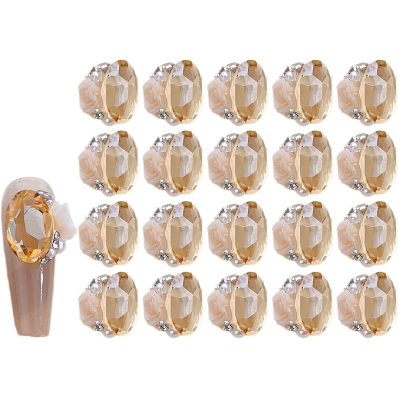 4 Pack Flower Nail Charms Nail Rhinestones Multi-Shaped Nail Gems for Party