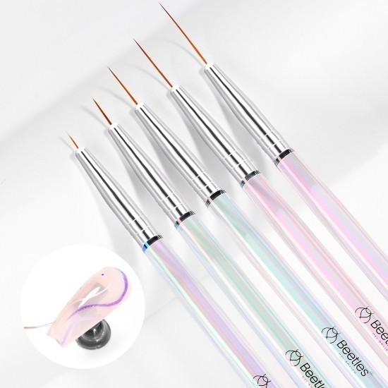 Beetles Nail Art Brushes 5pcs Drawing Tool for Long Lines Sizes 7/11/15/20/25mm