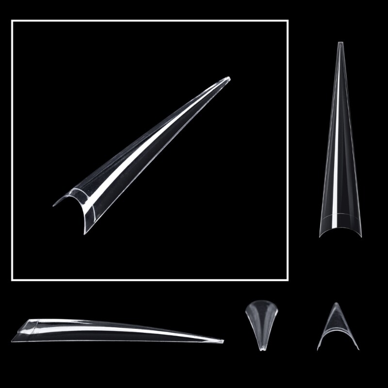 Stiletto Nail Tips Long Sharp-Ending False Acrylic Nails Tip Half Cover Nail Tip