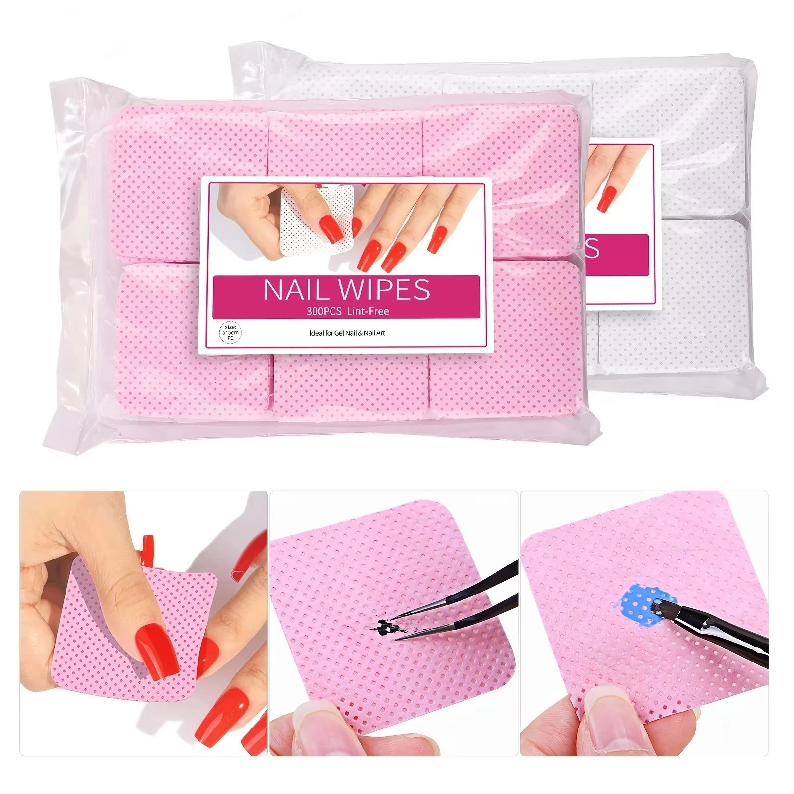 300 Pack Lint Free Nail Wipes Cotton Pads for Gel Polish Makeup Remover Prep