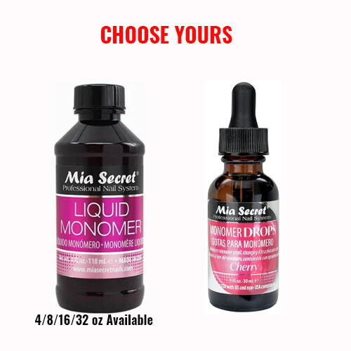Mia Secret Liquid Monomer 4oz/8oz/16oz/32oz and CHERRY Scent Drop 1oz – SELECT