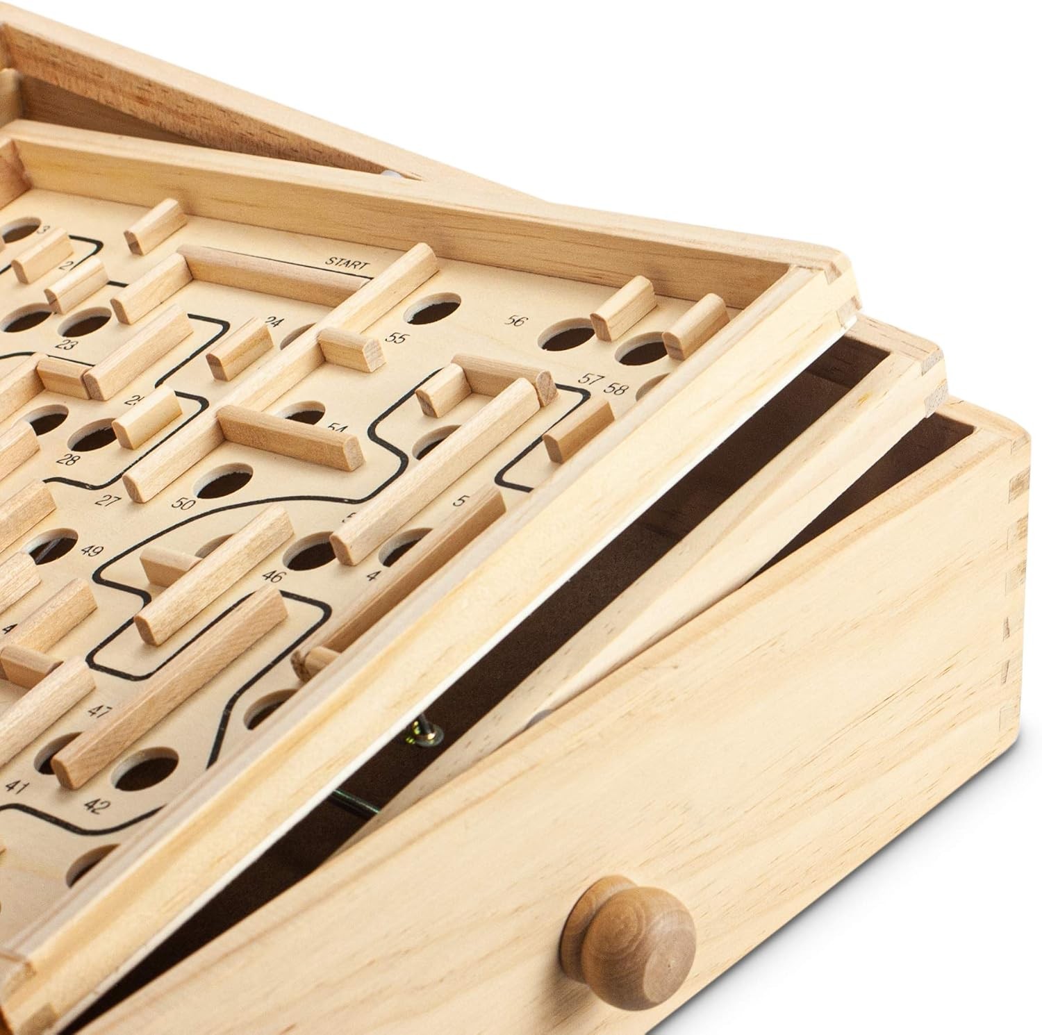 STERLING Games Large Wooden Labyrinth 13.5″ x 13″ Marble Ball Tilt Maze Wood…