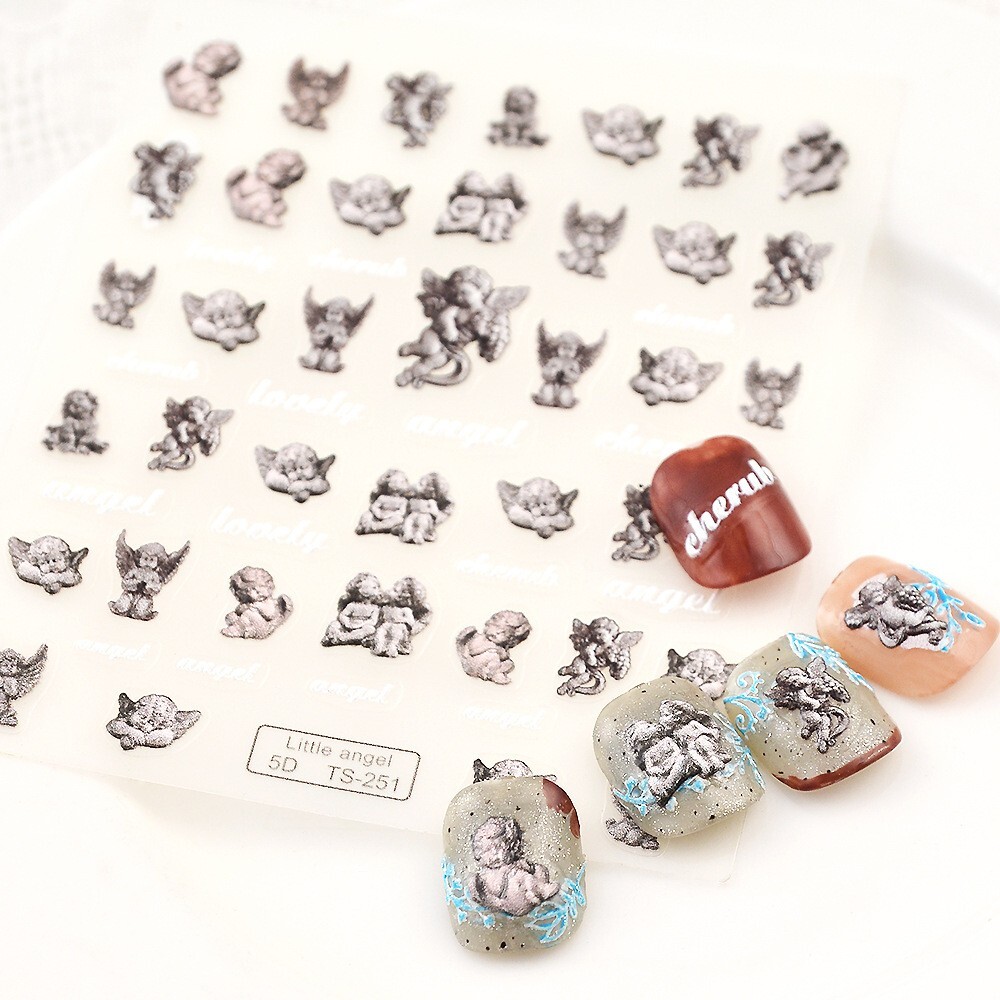 5D Embossed Magic Lovely Angel Nail Art Stickers Self Adhesive TS251 NH27
