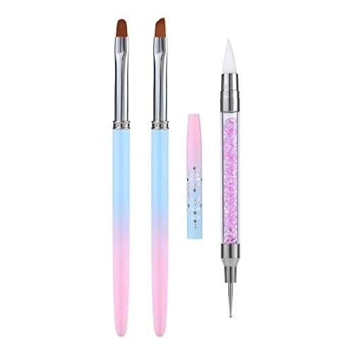 3pcs Nail Art Clean Up Brushes, Nails Painting Brushes, Round & Angled Head