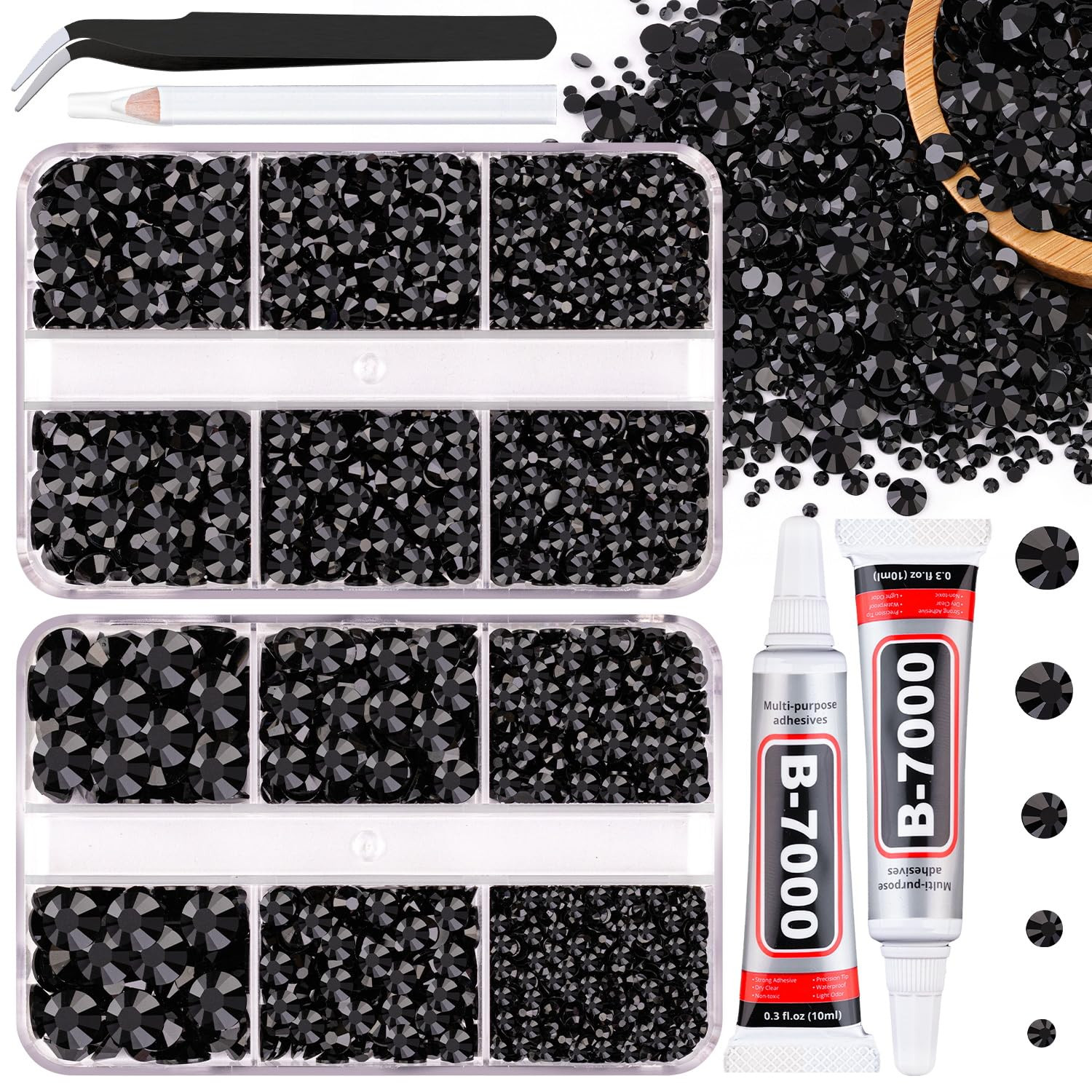 Resin Jelly Rhinestones for Crafting with B7000 Jewelry Glue, 2 Boxes Gold Flatb