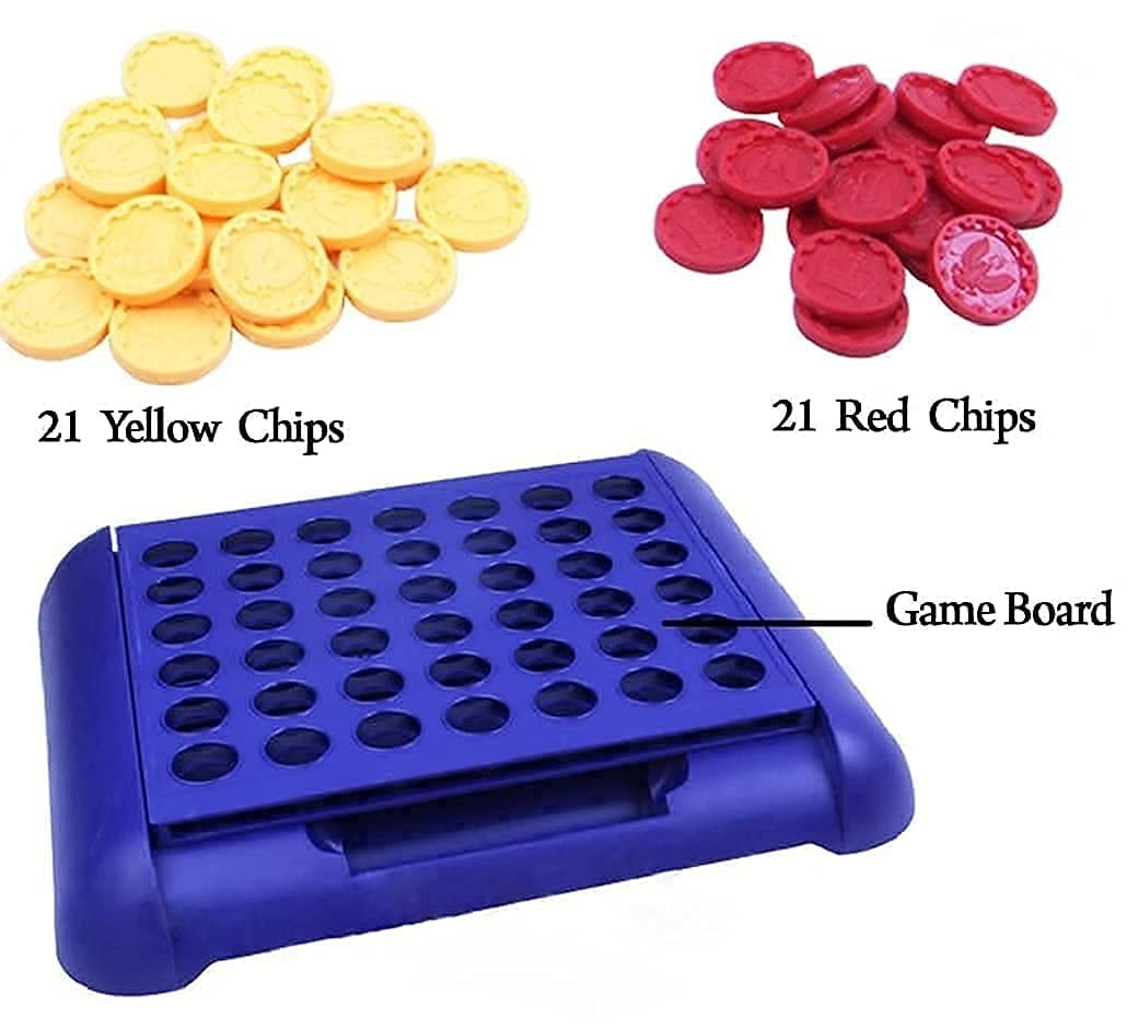 4 IN A ROW Board Games Foldable Line up 4 Toys 9.25*7.5*8.46 inches, Blue