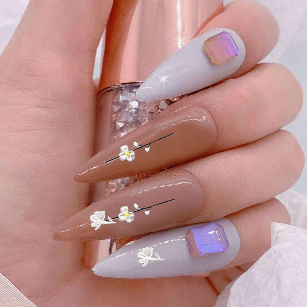 1 Sheet 5D Nail Art Stickers Embossed Flowers Leaf Nail Stickers Manicure DIY