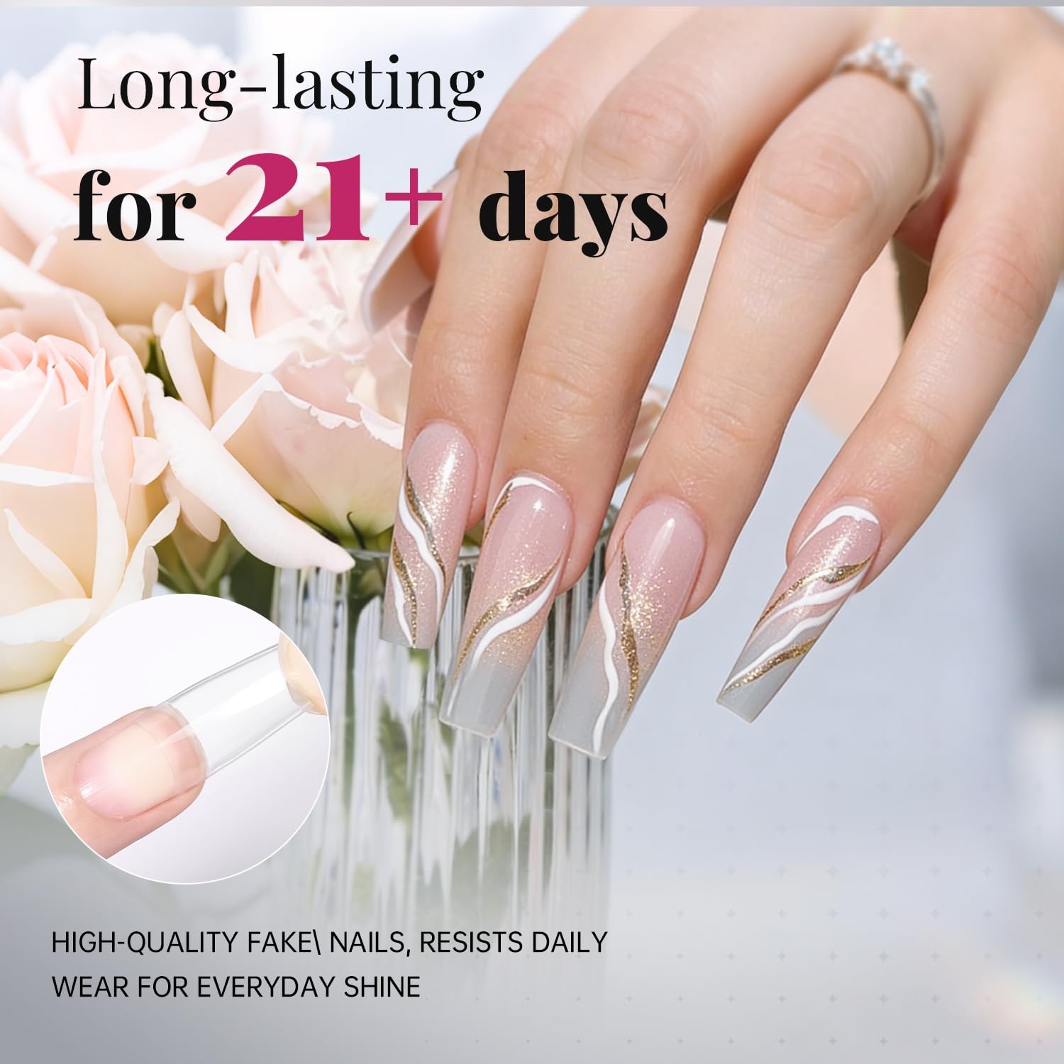 krofaue French Nail Half Matte Tips, Tips
